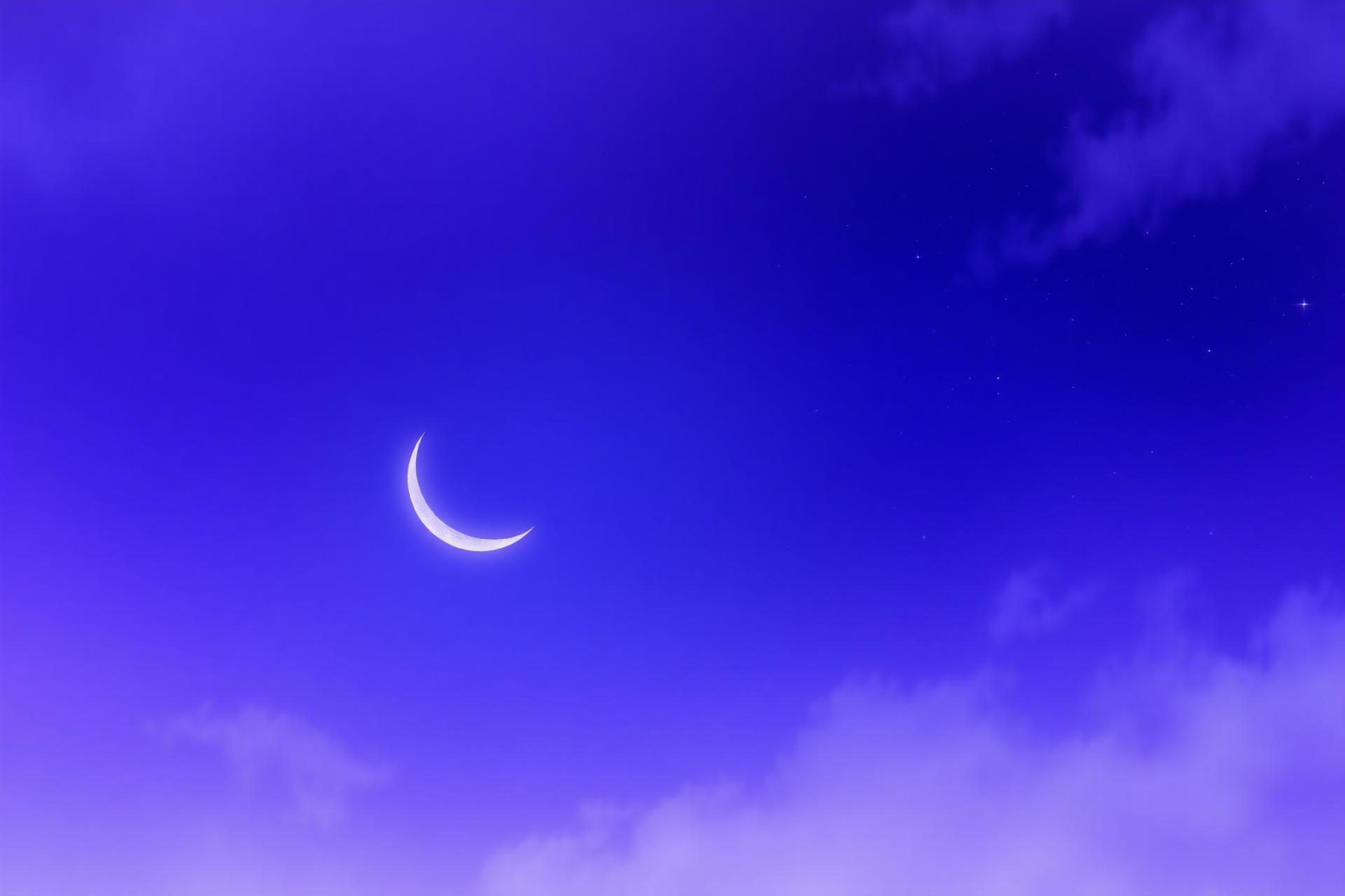 Ciel étoilé avec un croissant de lune